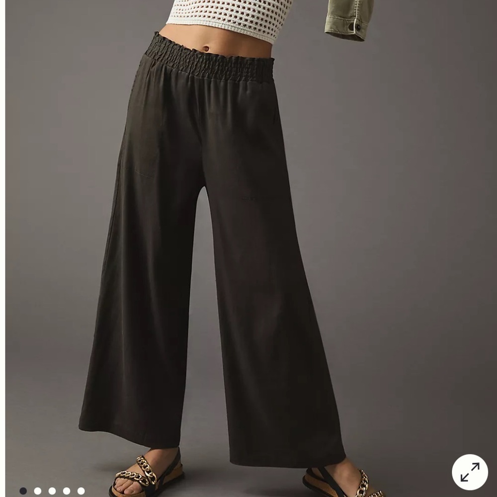 Maeve Anthropology Charcoal Wide-Leg Pants